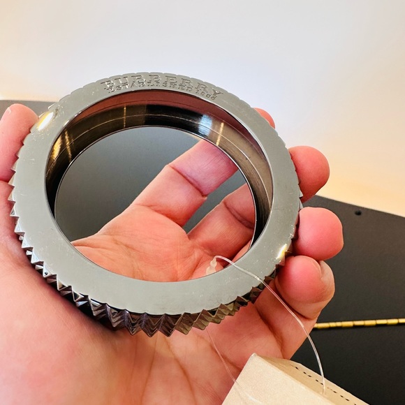NWT Authentic RARE Luxury Minimalist Burberry gunmetal spiked bangle/bracelet - Picture 11 of 17
